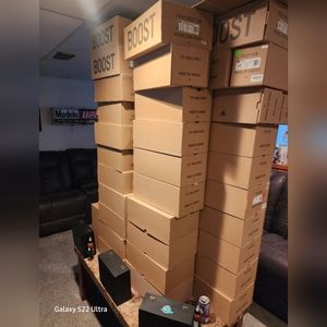 LOT of 55 yeezy boxes, most are 350 size 13.5, slides are size 14, 1-700, 1-380